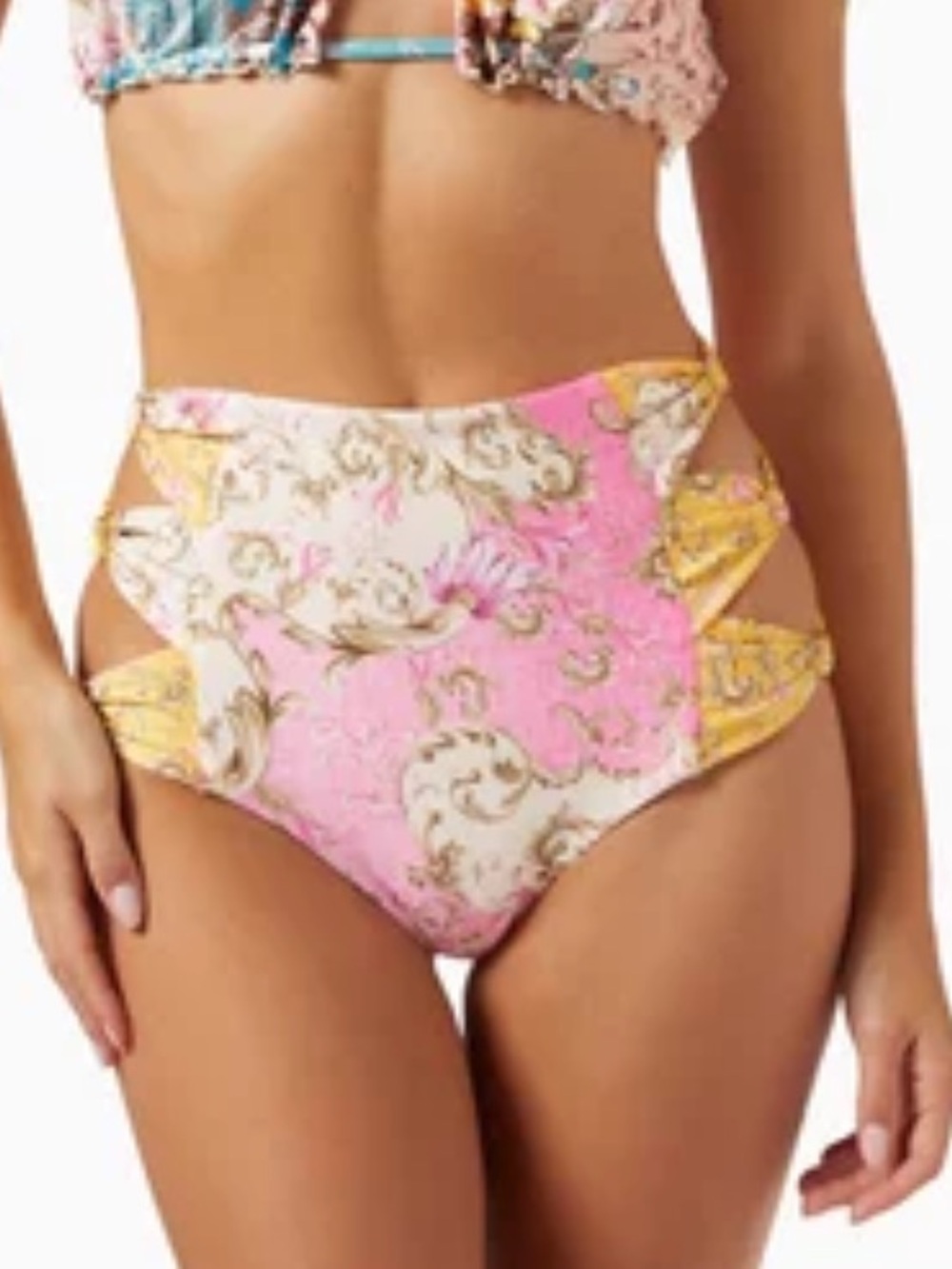 Agua Bendita Aliz Merzin Pink & Blue High-Waist Bikini Bottoms